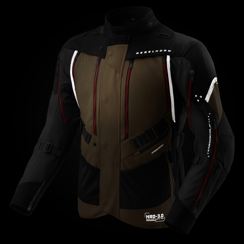 Geaca moto Rebelhorn Hardy 3.0 bej-gri-rosu