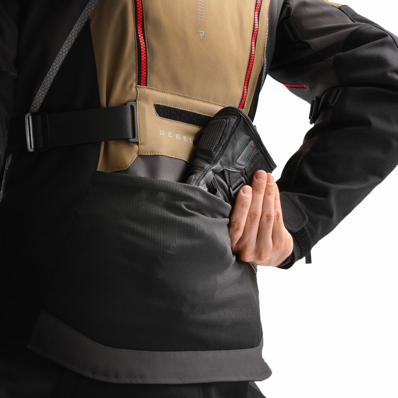 Geaca moto Rebelhorn Hardy 3.0 bej-gri-rosu