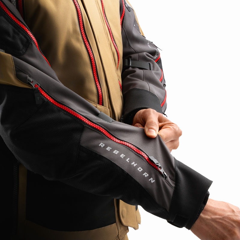 Geaca moto Rebelhorn Hardy 3.0 bej-gri-rosu