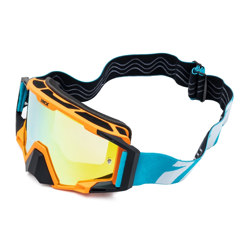 Ochelari de motocross iMX Sand portocaliu-albastru-alb cu plexiglas iridiu