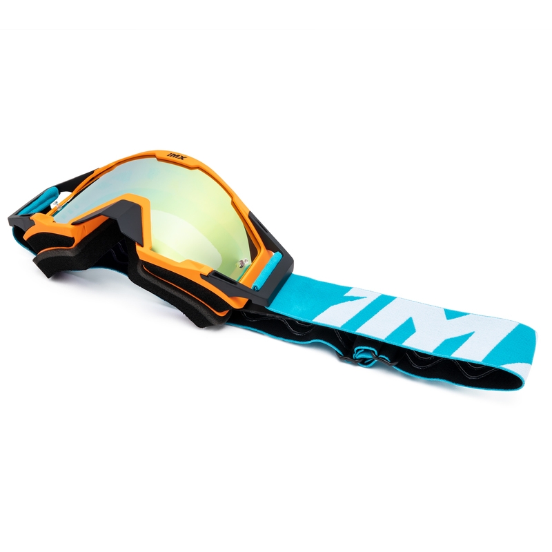 Ochelari de motocross iMX Sand portocaliu-albastru-alb cu plexiglas iridiu