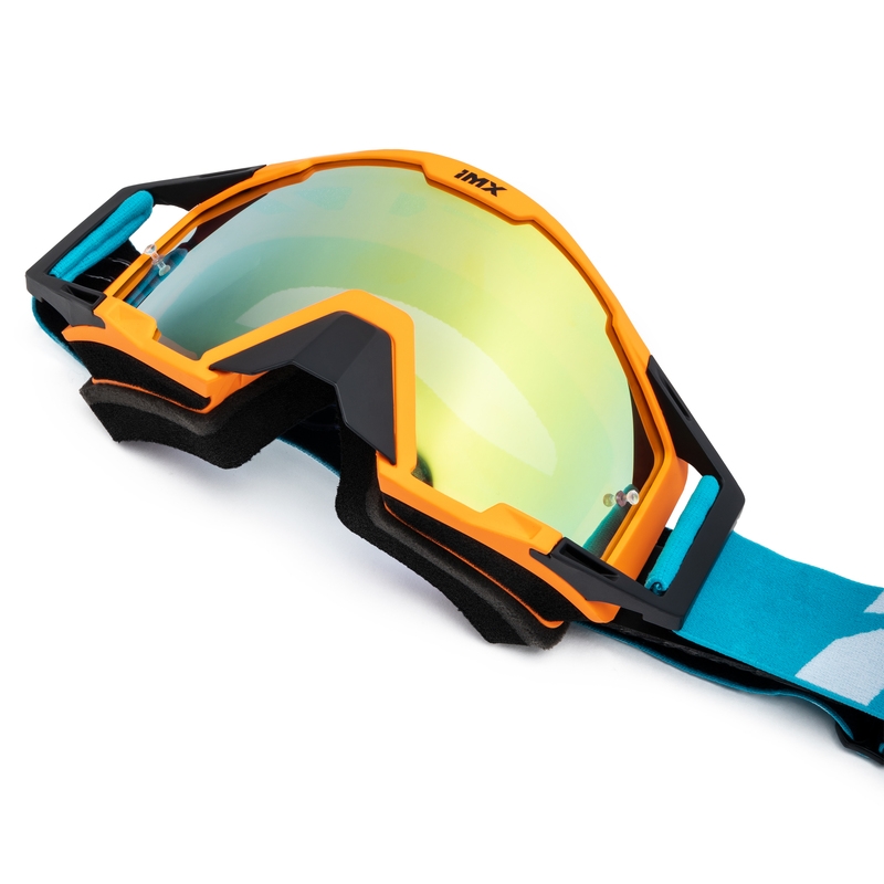 Ochelari de motocross iMX Sand portocaliu-albastru-alb cu plexiglas iridiu