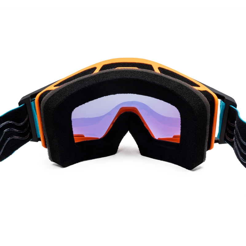 Ochelari de motocross iMX Sand portocaliu-albastru-alb cu plexiglas iridiu