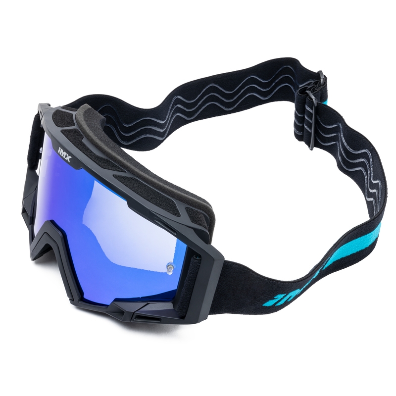 Ochelari de motocross iMX Sand negru-albastru cu plexiglas iridiu albastru