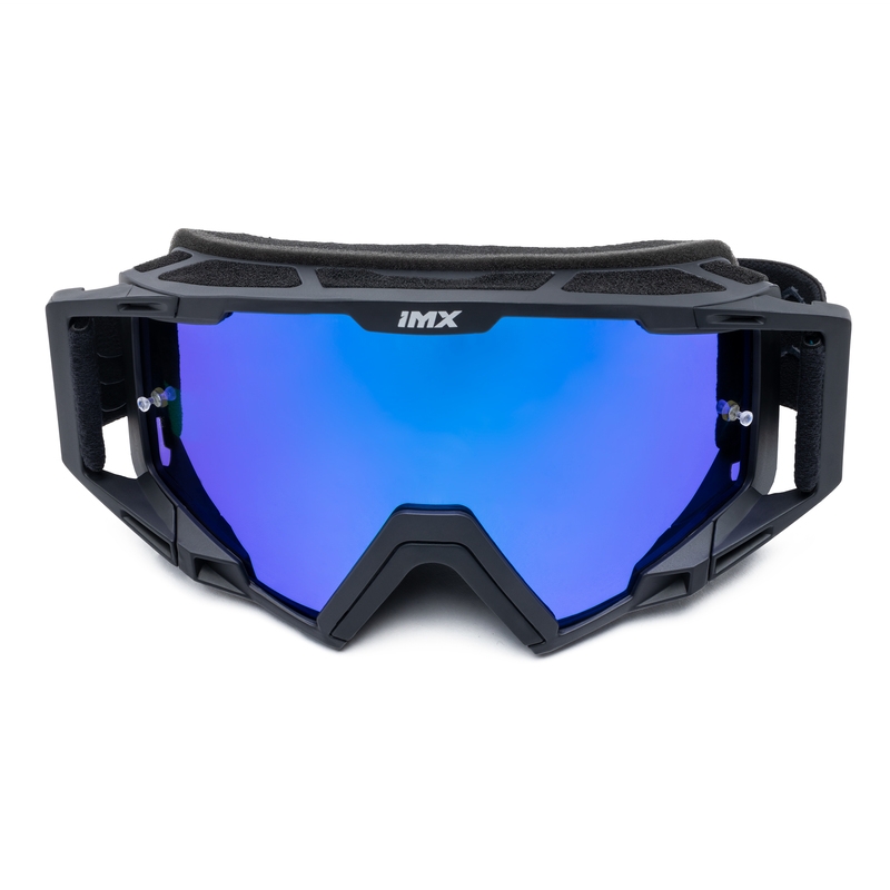 Ochelari de motocross iMX Sand negru-albastru cu plexiglas iridiu albastru