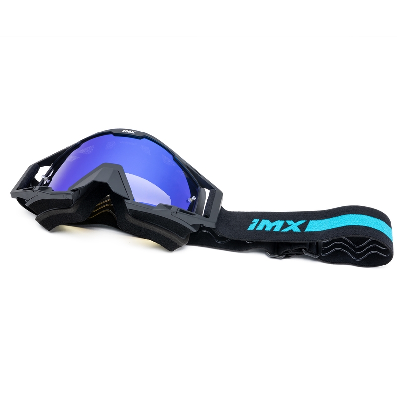 Ochelari de motocross iMX Sand negru-albastru cu plexiglas iridiu albastru