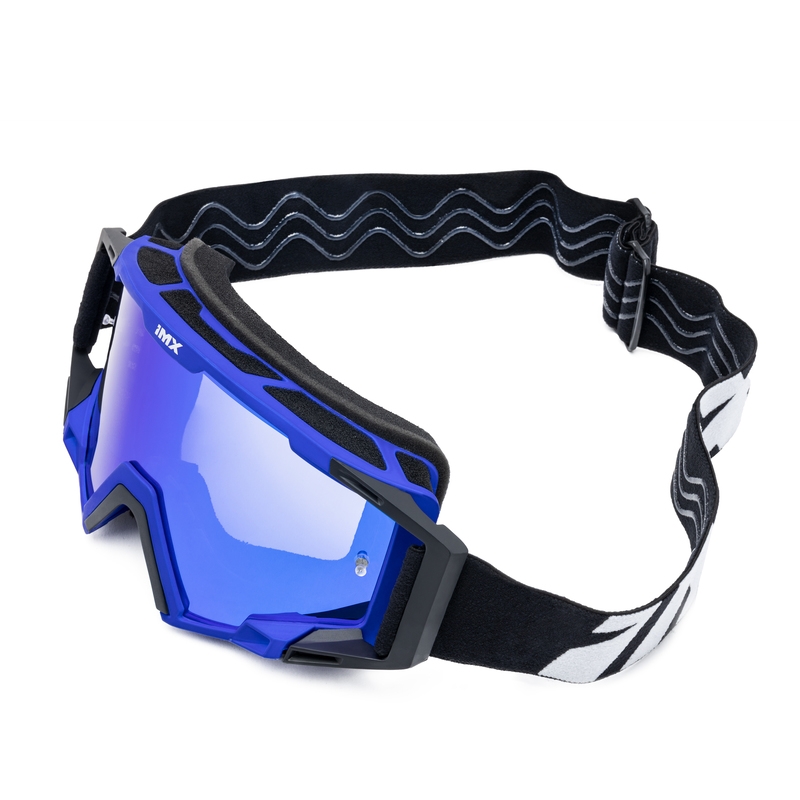 Ochelari de motocross iMX Sand negru-albastru cu plexiglas iridiu