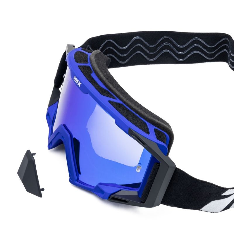 Ochelari de motocross iMX Sand negru-albastru cu plexiglas iridiu