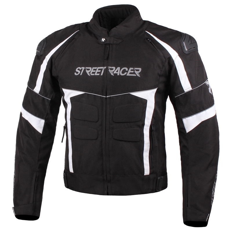 Geacă moto Street Racer Spark negru și alb - calitate II