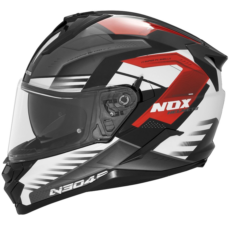 Casca moto integrala NOX N304S CARVER negru-alb-rosu