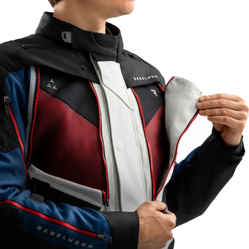 Geaca moto Rebelhorn Hardy 3.0 albastru-gri-rosu