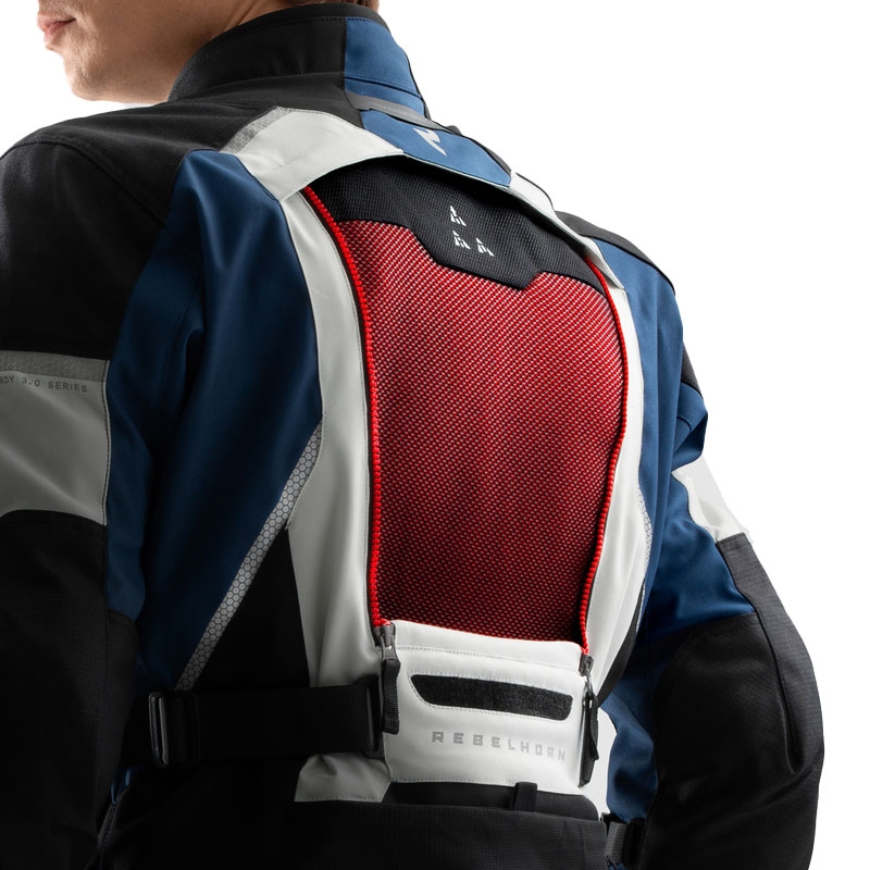 Geaca moto Rebelhorn Hardy 3.0 albastru-gri-rosu