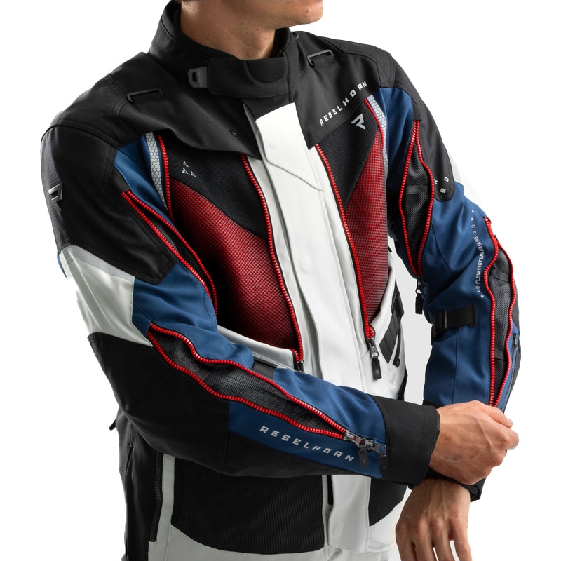 Geaca moto Rebelhorn Hardy 3.0 albastru-gri-rosu