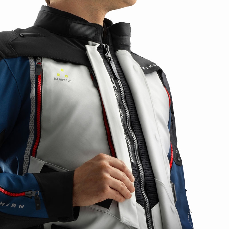 Geaca moto Rebelhorn Hardy 3.0 albastru-gri-rosu