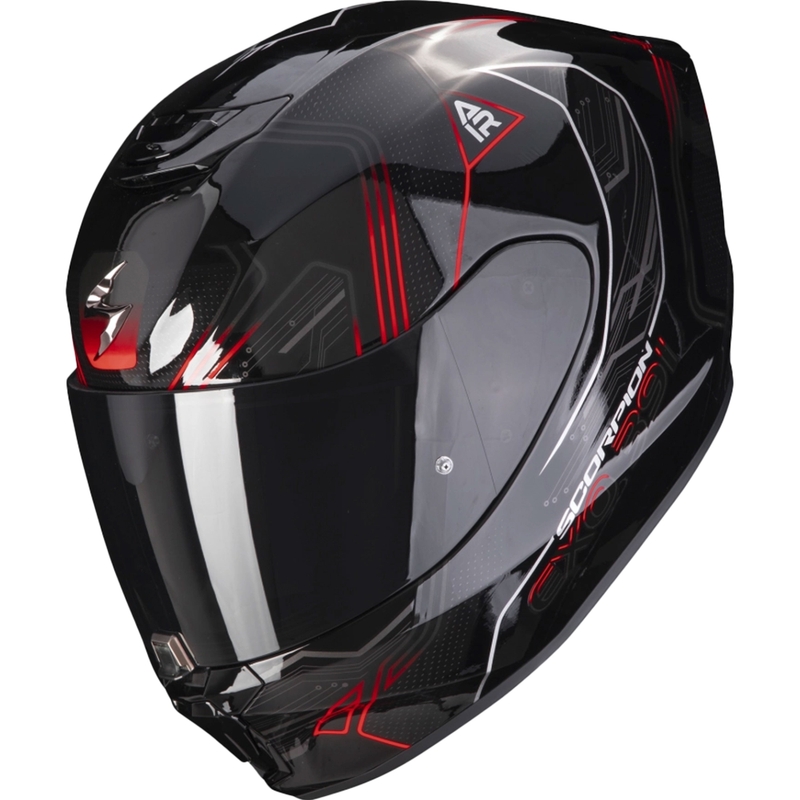 Cască integrală pentru motociclete Scorpion EXO-391 Spada negru-roșu neon