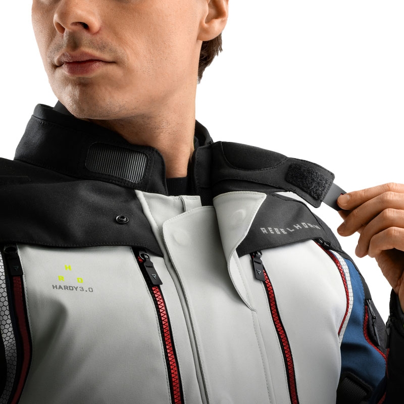 Geaca moto Rebelhorn Hardy 3.0 albastru-gri-rosu