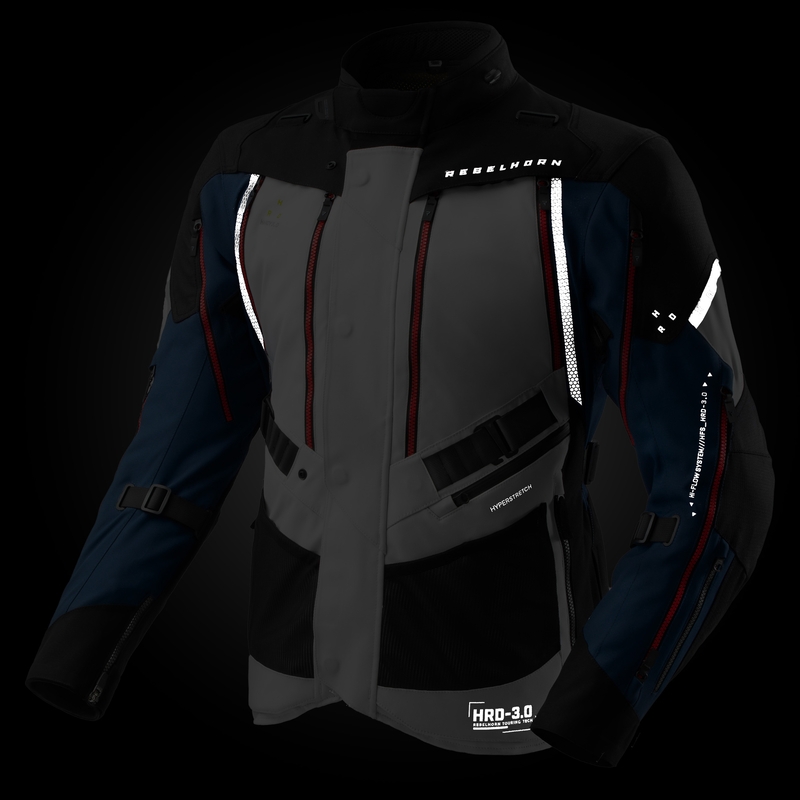 Geaca moto Rebelhorn Hardy 3.0 albastru-gri-rosu