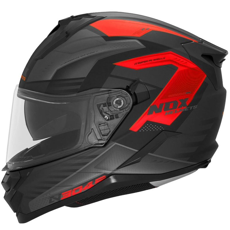 Casca moto integrala NOX N304S CARVER negru-rosu mat