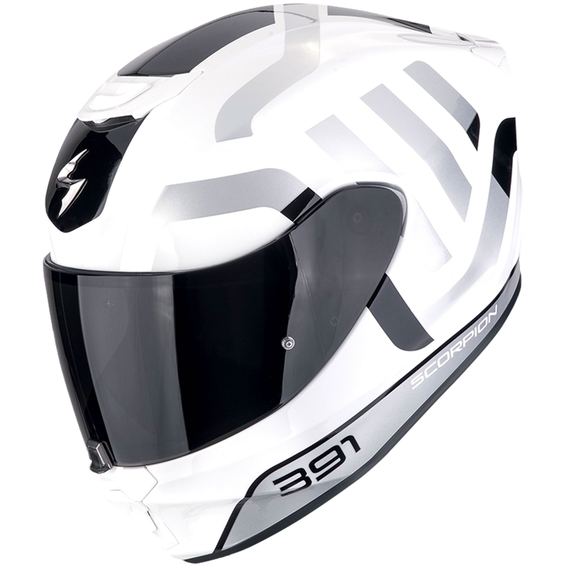 Casca moto integrala Scorpion EXO-391 AROK alb-negru-argintiu lichidare