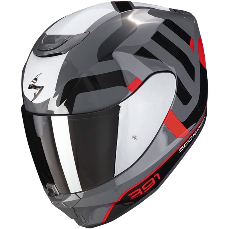 Cască integrală pentru motociclete Scorpion EXO-391 Arok gri-roșu-negru lichidare