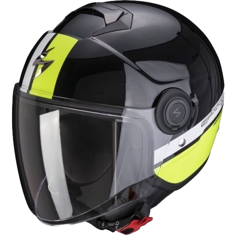 Cască de motocicletă SCORPION EXO-CITY STRADA pearl black-white-fluo yellow