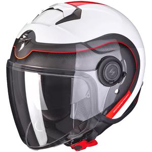 Cască de motocicletă deschisă Scorpion EXO-CITY ROLL alb-roșu