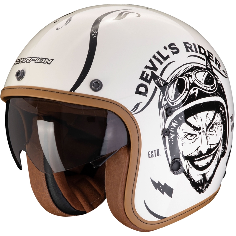 Casca moto open Scorpion Belfast Evo ROMEO crem-negru lichidare