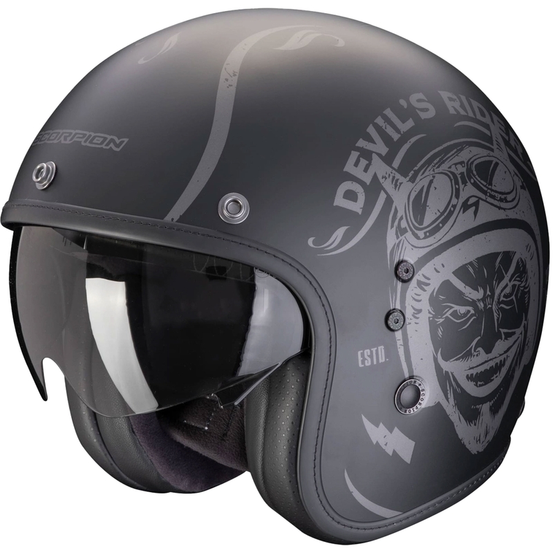 Cască de motocicletă deschisă Scorpion Belfast Evo ROMEO negru mat-argintiu lichidare