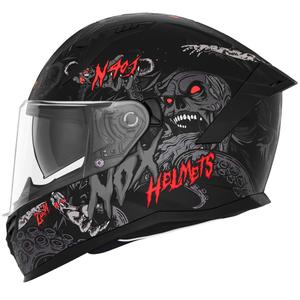 Casca integrala pentru motocicleta NOX N401 ZUMBI negru-rosu mat