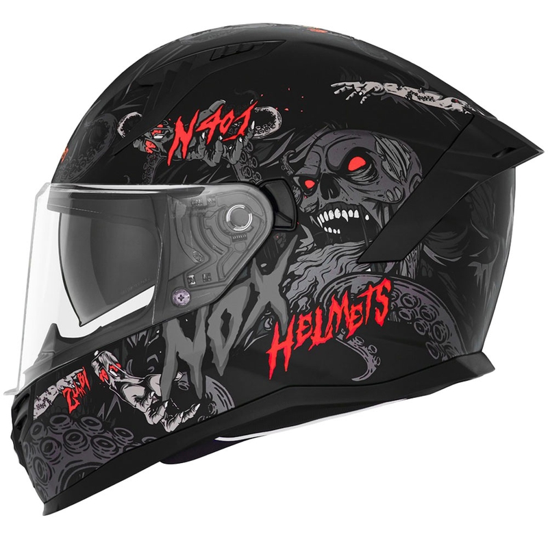Casca integrala pentru motocicleta NOX N401 ZUMBI negru-rosu mat