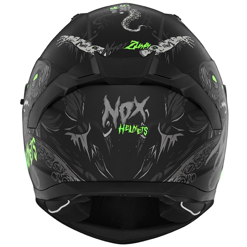 Casca moto integrala NOX N401 ZUMBI negru mat-verde fluo