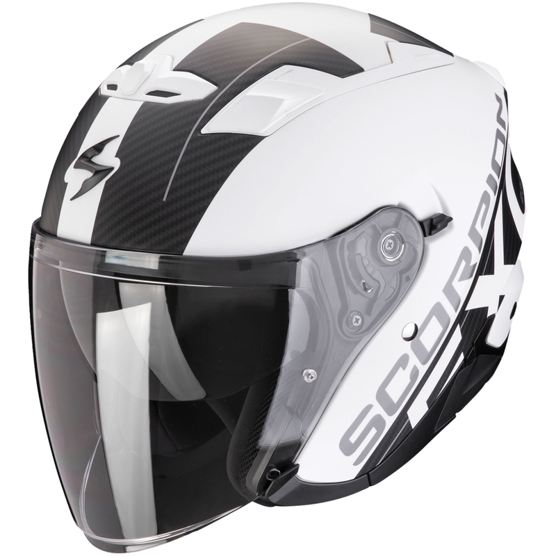 Casca moto deschisa SCORPION EXO-230 QR alb-negru mat lichidare