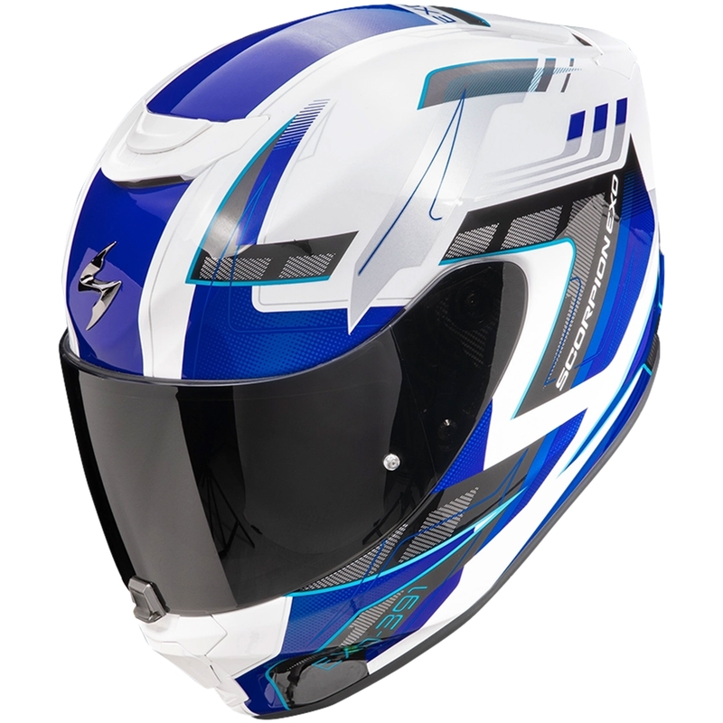 Casca moto integrala Scorpion EXO-391 CAPTOR alb-albastru lichidare