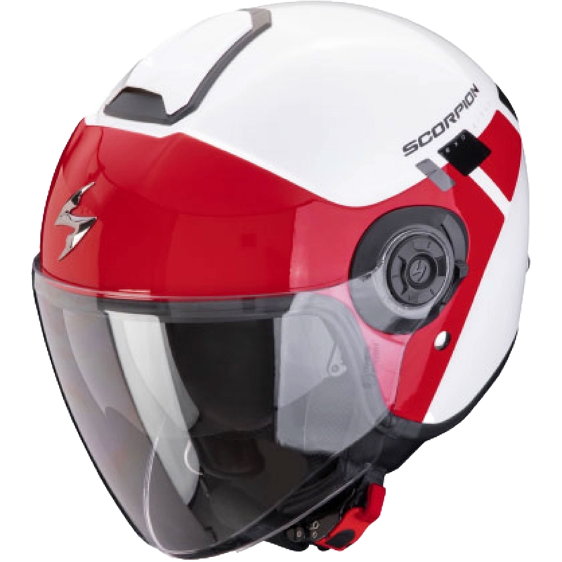 Casca deschisa Scorpion EXO-CITY II Mall alb-rosu lichidare