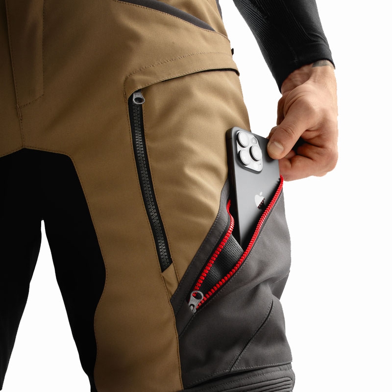 Pantaloni moto Rebelhorn Hardy 3.0 bej-gri-rosu