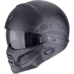Casca moto modulara Scorpion EXO-COMBAT II SPIDERWEB negru-argintiu mat