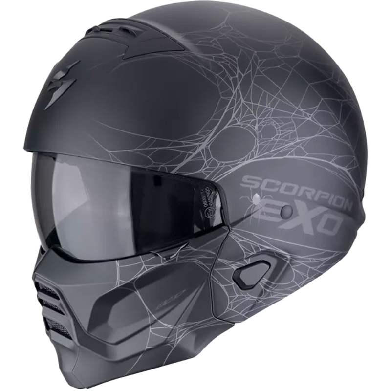 Casca moto modulara Scorpion EXO-COMBAT II SPIDERWEB negru-argintiu mat