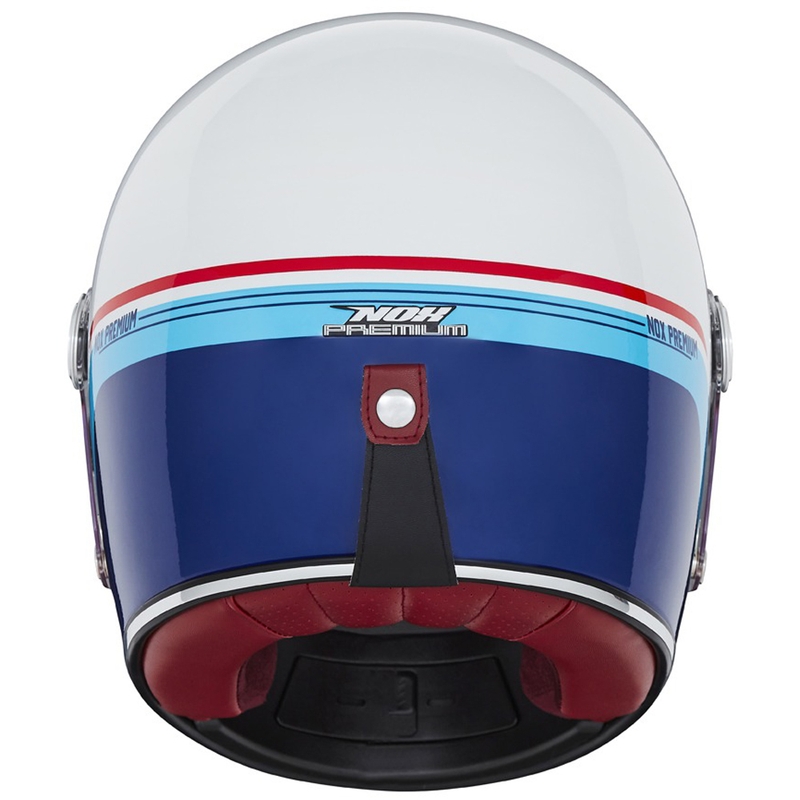 Cască integrală de motocicletă NOX PREMIUM REVENGE alb-albastru-roșu