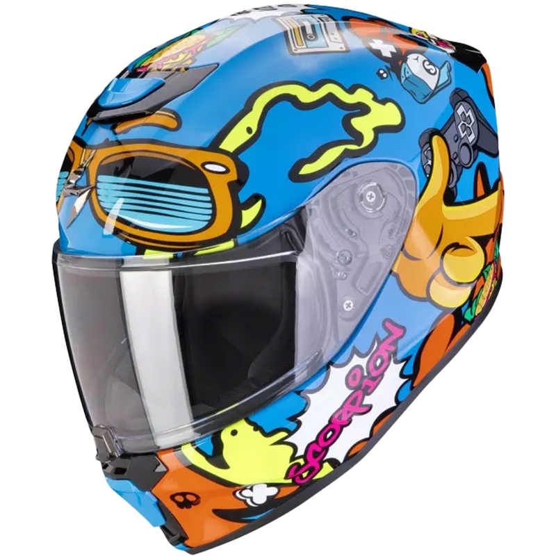 Cască de motocicletă pentru copii Scorpion EXO-JNR AIR FUN albastru-portocaliu