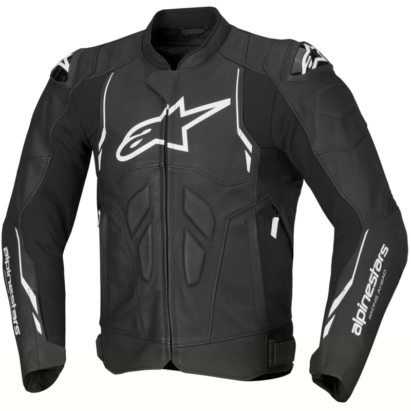 Geacă moto din piele Alpinestars Dusk alb-negru