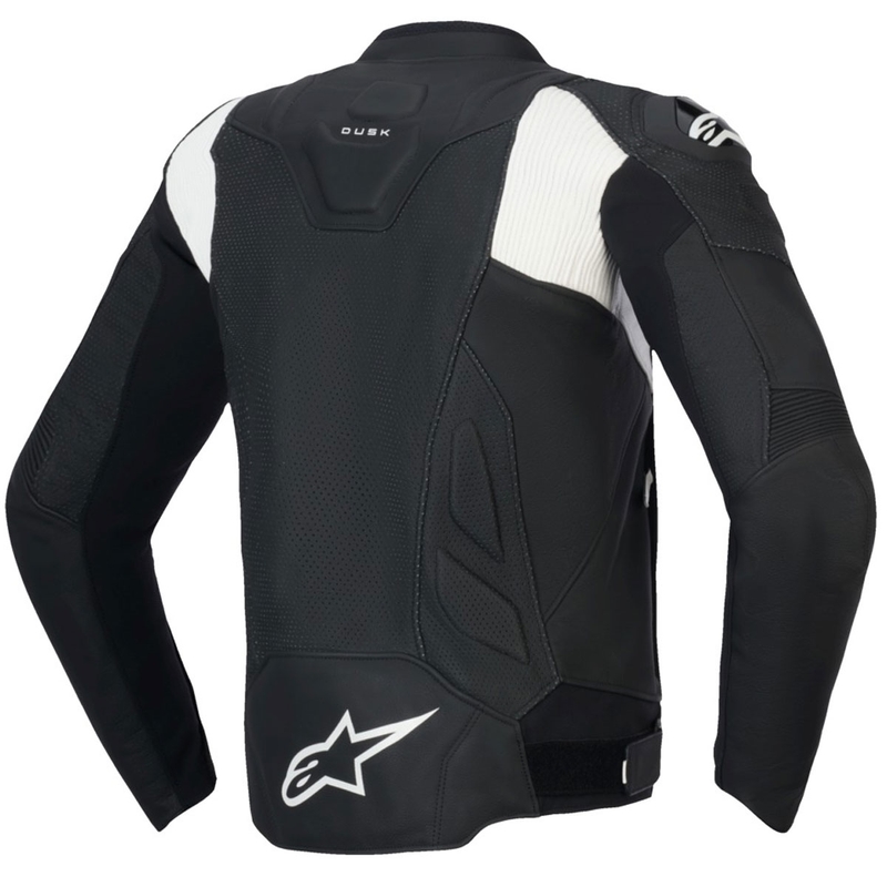 Jacheta moto din piele Alpinestars Dusk Airflow alb-negru