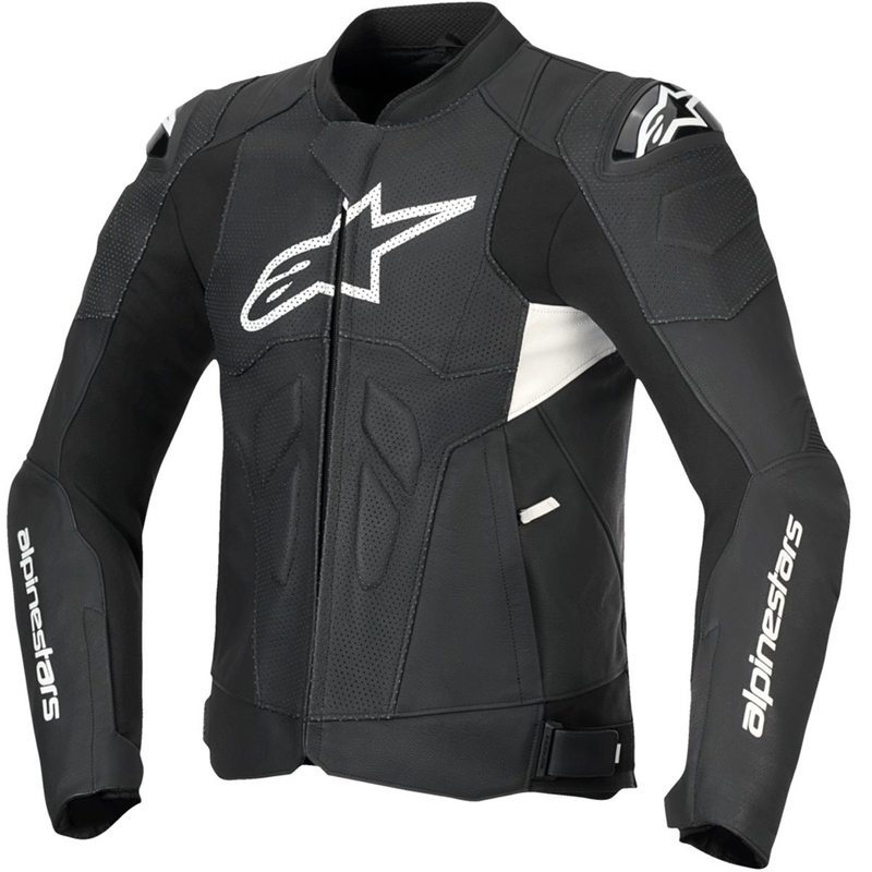 Jacheta moto din piele Alpinestars Dusk Airflow alb-negru