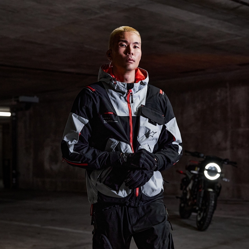 Geacă moto Alpinestars MOGRESS AIR negru-almond-portocaliu