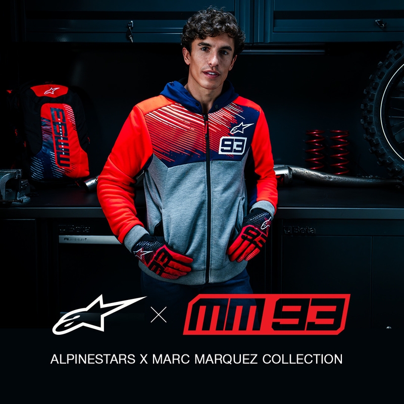 Alpinestars Chrome V2 Sport Hoodie colecția MM93 gri deschis-albastru-rosu fluo