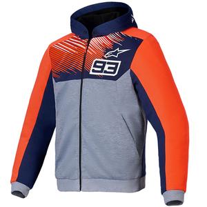 Alpinestars Chrome V2 Sport Hoodie colecția MM93 gri deschis-albastru-rosu fluo