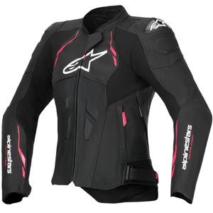 Geacă de motocicletă din piele de damă Alpinestars Stella Dusk negru-roz-alb