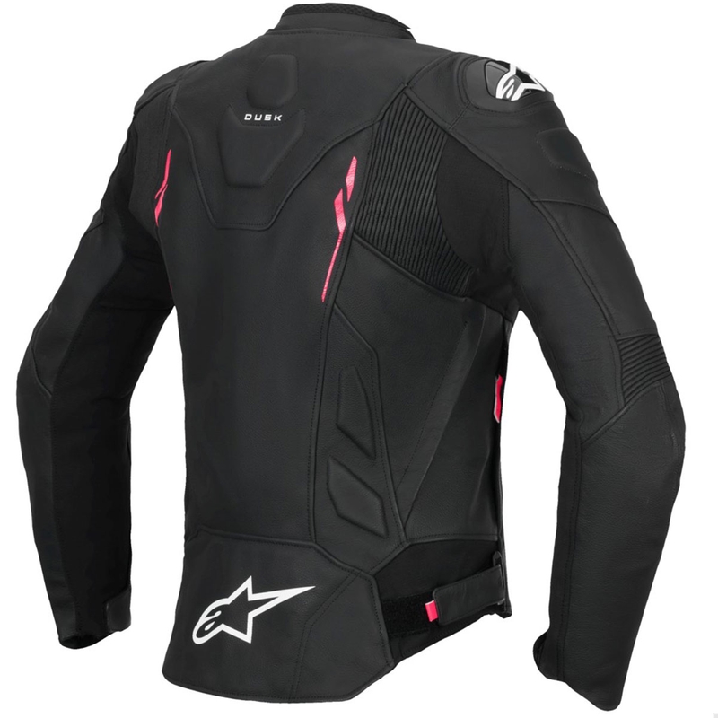 Geacă de motocicletă din piele de damă Alpinestars Stella Dusk negru-roz-alb