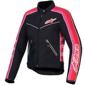 Jachetă de motocicletă pentru femei Alpinestars Stella T-Dyno rezistentă la apă negru-roșu-roz