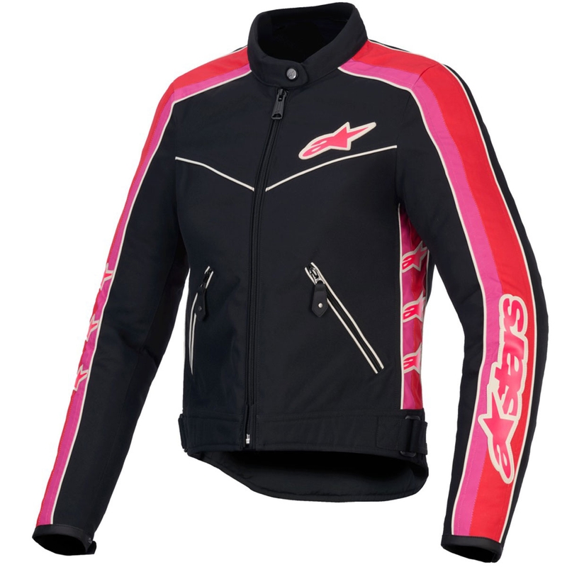 Jachetă de motocicletă pentru femei Alpinestars Stella T-Dyno rezistentă la apă negru-roșu-roz