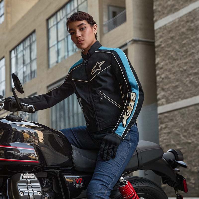 Geaca moto dama Alpinestars STELLA T-DYNO AIR negru-albastru deschis-bej